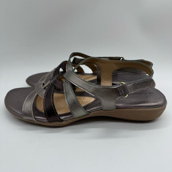 Naturalizer Cadence Metallic Strappy Sandal Bronze/Platinum 7.5 Comfort Office - Picture 7 of 12
